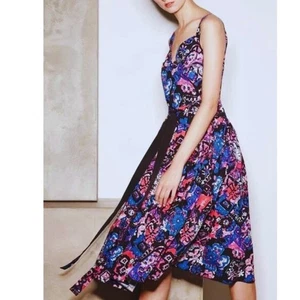 Marc Jacobs Daisy Doodle Midi Dress 0 Blue Pink NEW - Picture 1 of 11
