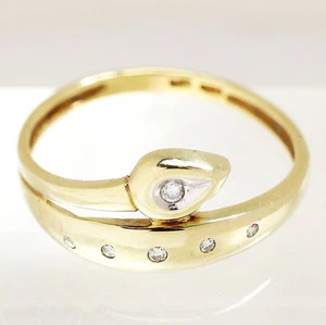 Schlangenring Brillantring 14 Karat 585 Gold Brillanten Damenring 2,44 g Gr. 56 - Picture 1 of 3