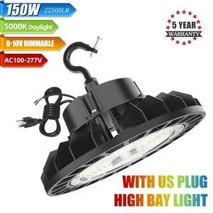 150W UFO LED High Bay Light Plug & Play Lighting for Warehouse Garage Shop Barn - Picture 1 of 10