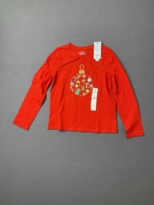 Girls' Long Sleeve 'Ornament' Graphic T-Shirt - Cat & Jack™ Red Size MEDIUM(8) - Picture 1 of 12