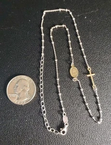 Collar Cadena Cruz Estilo Rosario Plata Esterlina 925 Fino DYADEMA de 3,6 Gramos 18" - Imagen 1 de 6