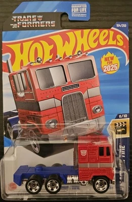 Hot Wheels 2025 Transformers Optimus Prime Mainline 6/10 Screen Time - Image 1 of 2