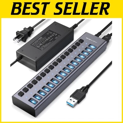 High-Speed 16-Port USB 3.1 Hub with Independent Switches - Aluminum Housing - Image 1 of 4