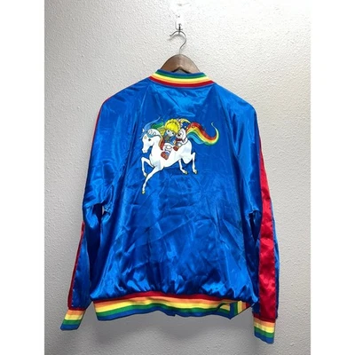 Única Chaqueta Brite Arco Iris Vintage Bombardero Azul Arco Iris Sello 14 XL Foto 1 de 4