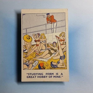 Freche Comic Postkarte um 1950 Beach Belle Letchy Mann Ogle Rauch Barett - Bild 1 von 2