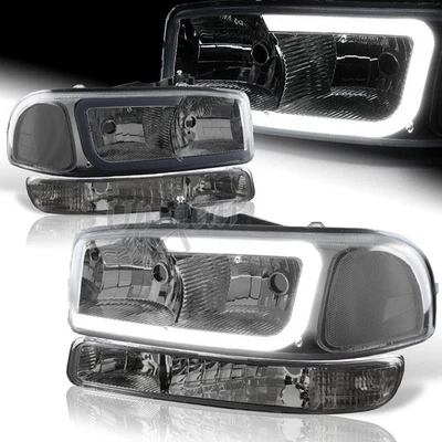 Faros LED transparentes contra humo + lámpara de parachoques para GMC Sierra/Yukon XL 1500 2500 G2 DRL Foto 1 de 4