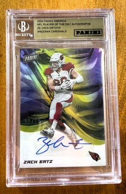 2022 Panini America ZACK ERTZ #ZE 12/15 POTD AUTO Purple - Image 1 of 3