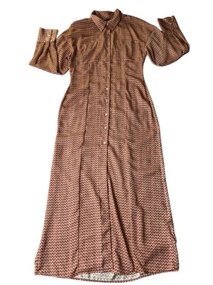 Vestido Largo Zara Estampado Largo Parche Bolsillo Efecto Satinado Camisa Talla XS NUEVO SIN ETIQUETAS Foto 1 de 4