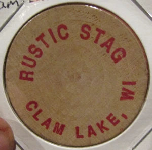 Vintage Rustic Stag Clam Lake, WI Wooden Nickel - Token Wisconsin - Picture 1 of 2