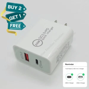 1X Dual Ports PD Type C & QC USB A Block Fast Charging Brick For iPhone Samsung - Picture 1 of 13