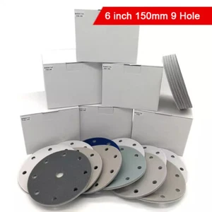 6 Zoll 150 mm Schwamm Schleifscheiben 300-3000 Körnung 9 Loch Klett Schleifpapier Nass & Trocken - Bild 1 von 5