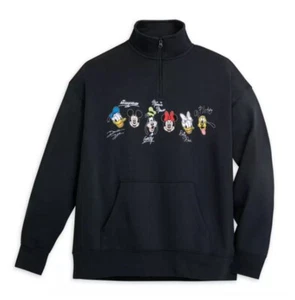 Disney Parks Mickey Mouse and Friends 1/4 Zip Fleece Jacket Black NWT (LARGE) - Picture 1 of 7