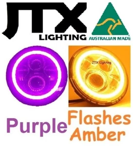 JTX 7" LED Headlights PURPLE Halo Ford Mustang GT Shelby Fastback Convertible - Picture 1 of 12