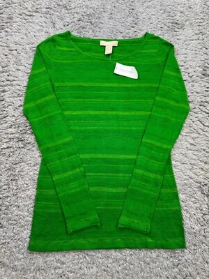 Banana Republic Sweater Women XS Neon Green Striped Lightweight Pullover NWT - Image 1 of 4