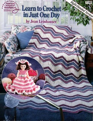 Learn to Crochet in Just One Day American School Leaflet 1146 Baby Afghan Bonnet - Image 1 of 2