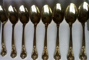 Godinger GOLD Plated flatware GRAND MASTER Set of 8 Soup Spoons - Picture 1 of 1
