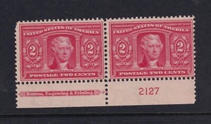 1904 Sc 324 Louisiana Purchase 2c MLH full OG plate number & imprint pair (XD - Picture 1 of 2