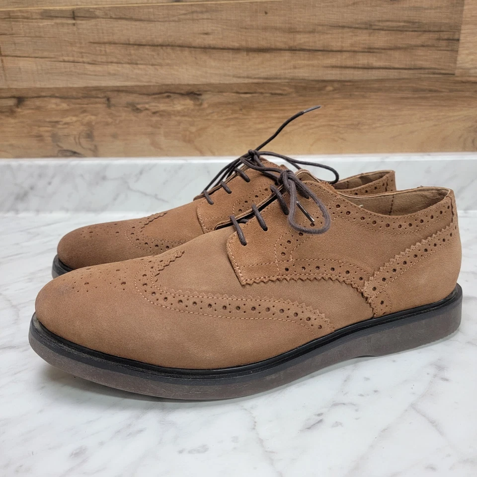 Мужские 10 44 H от Hudson коричневый замши кожи Wingtip туфли Brogue оксфорды на шнуровке - Изображение 1 из 4