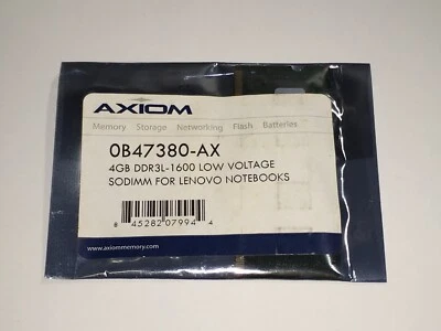Axiom Lenovo 4GB PC3-12800 DDR3L SO SDRAM DIMM (ThinkPad T560) 0B47380-AX  NEW - Image 1 of 3