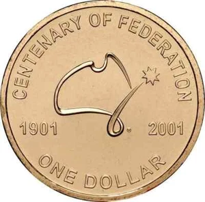 Australia 2001: Moneda de 1,00 dólares del Centenario de la Federación. Sin circular. - Imagen 1 de 2