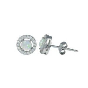 Orecchini A Perno In Argento Sterling Con Pietre Di Opale E Zirconia Cubica - Foto 1 di 2