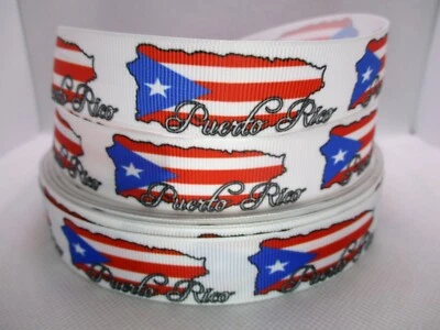 Puerto Rico 7/8" Grosgrain Ribbon ~YOUR CHOICE 5 or 10 Yards (Caribbean Island) - Image 1 of 3