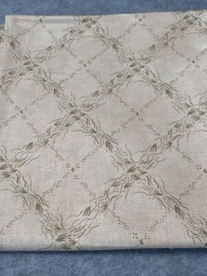 Moda Beige Fabric Fat Quarter Subtle Green Vine Pattern By Kansas Troubles Quilt - Image 1 of 4