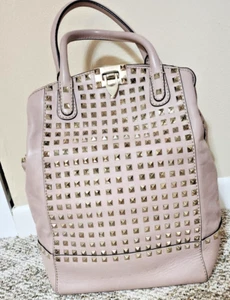 Valentino Garavani Rockstud Tan Lambskin Leather Tote Satchel Shoulder Handbag T - Picture 1 of 18