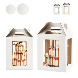 Tall Cake Box with 6 Windows and Cake Boards 10x10x12&12x12x14 Large Tiered C... - Picture 1 of 5