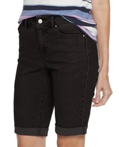 Pantalones cortos de mezclilla para mujer Croft & Barrow con puños talla 14 nuevos con etiquetas - Imagen 1 de 5