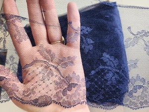 Dentelle large ancienne bleu B6 voilette restauration chapeau n°12 au mètre - Bild 1 von 7