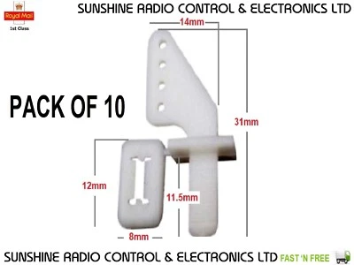 RC Servo Control Horn Pin Horns Plane Elevator Rudder Aileron 10 PACK 31x12x8mm - Image 1 of 4