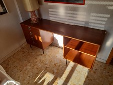SCRIVANIA SVEDESE IN TEAK A 4 CASSETTI E 2 RIPIANI APERTI anni '70 VINTAGE