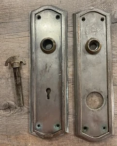 Set piastra posteriore antica abbinata / senza manopole 9,5"" alta 2 3/4"" larga/3 lotto pezzi - Foto 1 di 3