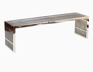 Modway Large Gridiron Stainless Steel Bench / Low Side Coffee table - Art Deco - Picture 1 of 19