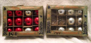 Vintage~ChristmasTree Glass Ball Ornaments~Japan~1960's~2 Boxes~Silver~Red - Picture 1 of 10