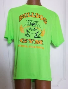 Bulldog Gym Muscle Workout Bodybuilding Lime / Vintage Gold T-Shirt NEW M L XL  - Picture 1 of 2