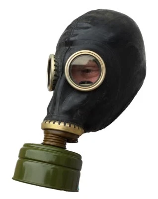 RUSS GASMASKE SCHWARZ ATEMSCHUTZMASKE LATEX GUMMI MASKE GUMMIMASKE SCHUTZMASKE