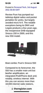 PURE SIROCCO 550 Dab/Fm/Cd/ Wireless Internet radio. iPod Hi/Fi System NEW - Picture 1 of 11