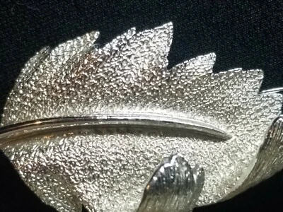 Coro Vintage Brushed Silver Leaf Pin/ Brooch - Image 1 of 4