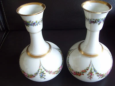 LOT ANCIEN PAIRE DE VASES DU 19 EME SIÈCLE VASE SOLIFLORE - Photo 1/4