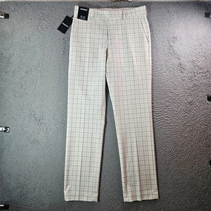 NWT Murano Pants Men 30x32 Alex Slim Fit Off-White Plaid Flat Front - Picture 1 of 11