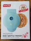 Dash Mini Electric Waffle Maker Snowman Nonstick 2023 Christmas Gift Teal New