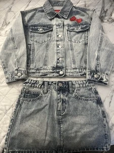 Hello Kitty And Friends Size 7/8 Girls Denim Jean Jacket And Skirt  - Picture 1 of 6