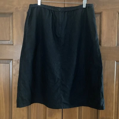 Talbots 100% Irish Linen Black A-line Skirt Women’s Size Large Petite - Image 1 of 4