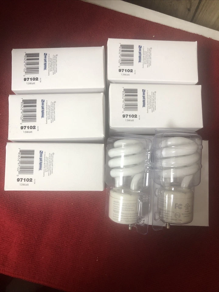 7 New Sea Gull GU24 Spiral Lamps Bulbs Model 33113SP 13 Watt 2 Prong Twist 97102 - Image 1 of 4