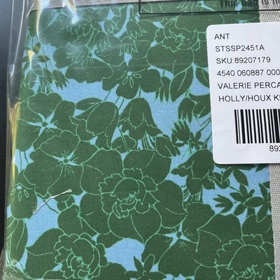 Anthropologie Organic Cotton Percale King Sheet Set Floral Green Boho Rare - Image 1 of 4