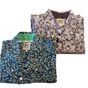 Cinch Lote De 2 Camisas Western Talla Lg Botón LS Paisley Azul Y Borgoña - Imagen 1 de 7