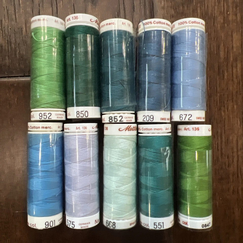 Lot G - Mettler Quilting Thread 10 Spools- 100% Cotton, 164 Yards each VTG - Image 1 of 1
