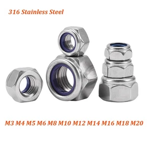 316Stainless Steel Anti Loosening Hex Nut M3 M4 M5 M6 M8 M10 M12 M14 M16 M18 M20 - Picture 1 of 18